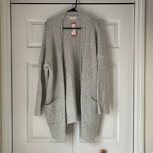 Marled open knit cardigan with pockets